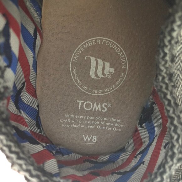 TOMS Sneaker Shoes Women's Size US8 Gray Paseo Movember Herringbone Mix - Picture 7 of 8